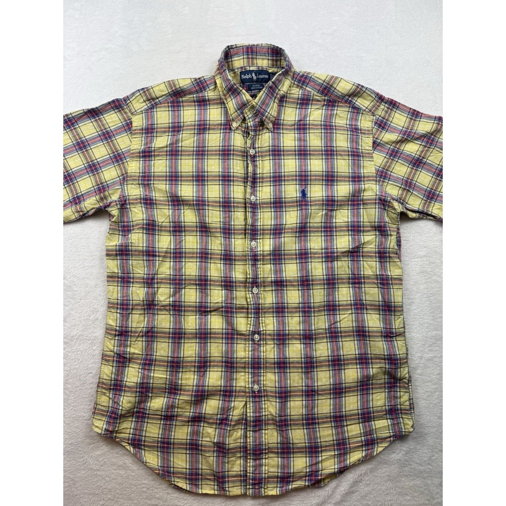 Ralph Lauren Shirt‎ Mens Medium Yellow Blake Vintage Work Preppy Office Casual